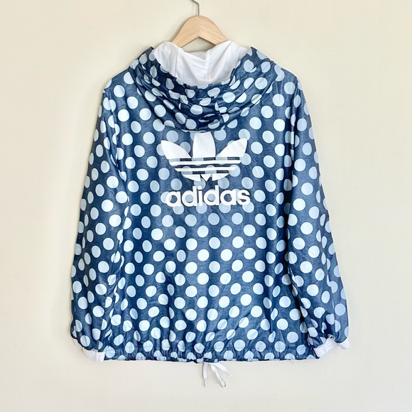 Adidas Originals Tokyo Windbreaker Blue Polka Dot Full Zip Jacket Women’s Medium - Picture 10 of 13